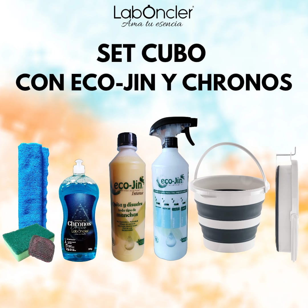 SET CUBO PLEGABLE+CHRONOS A ELEGIR+ECO-JIN Y DIFUSOR+BAYETA MICROF.+ESTROPAJO ESPONJA+JABONOSO