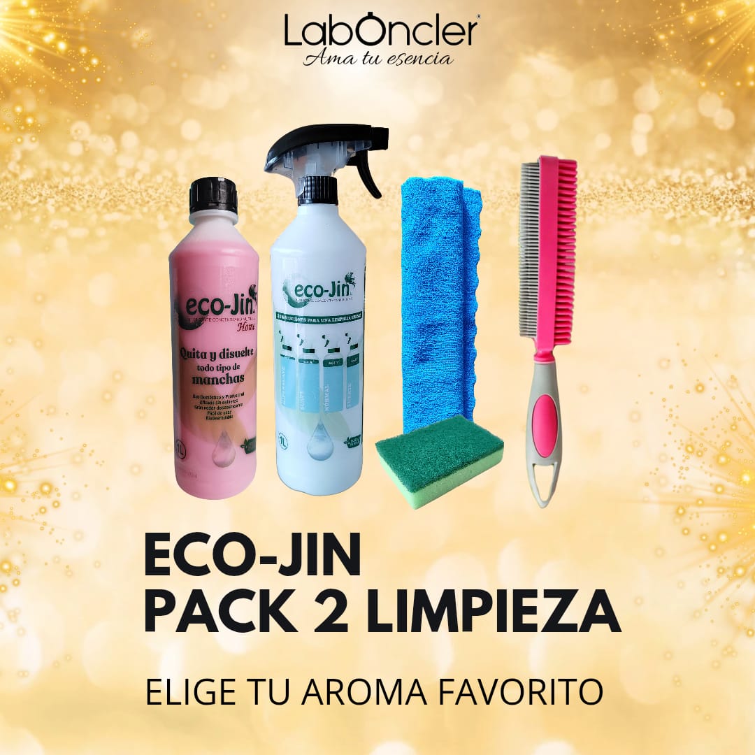PACK 2 Limpieza ECOJIN+DIFUSOR+CEPILLO TEXTIL ROSA+BAYETA MICROFIBRA+ESTROPAJO CON ESPONJA