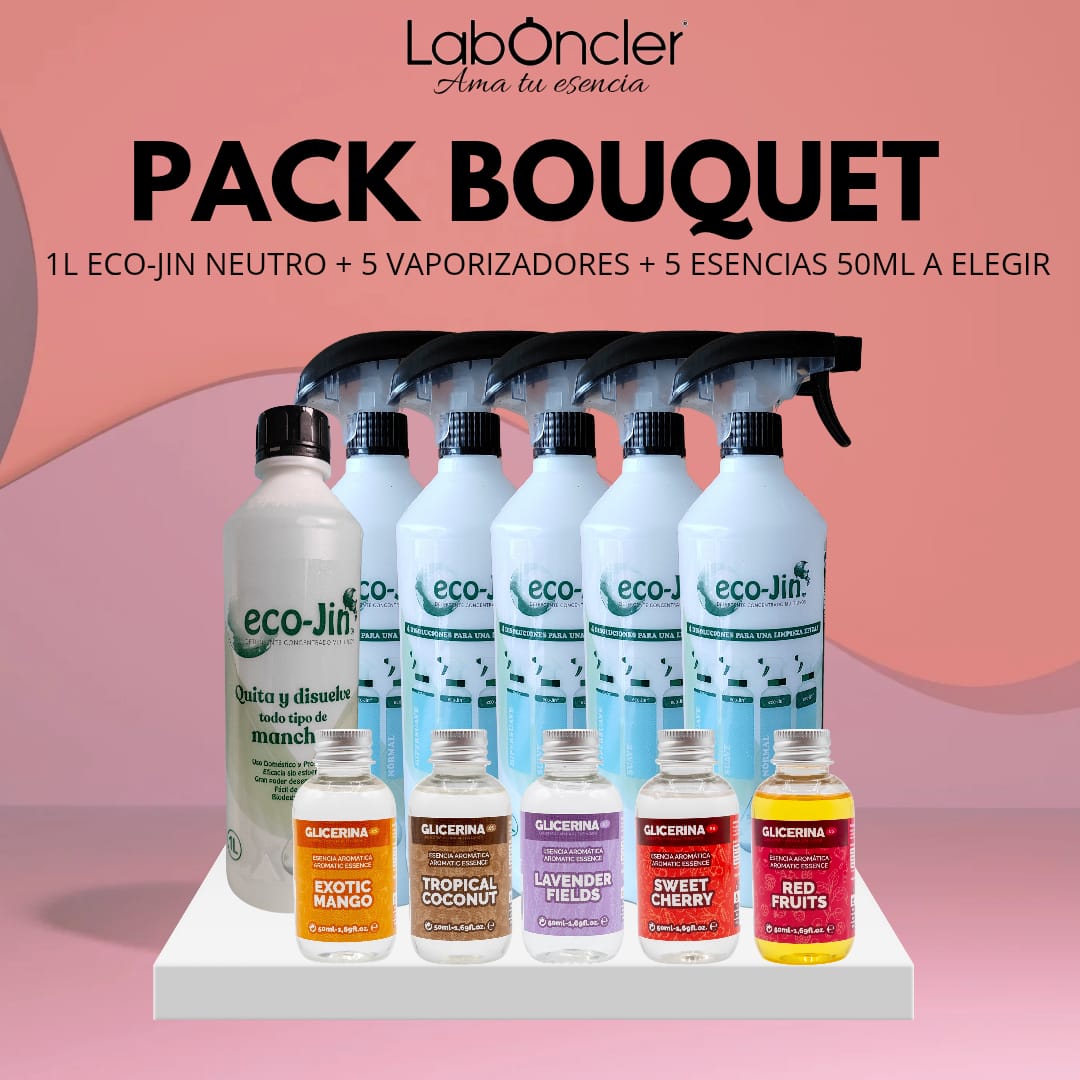 PACK BOUQUET (EJ NEUTRO 1L+5 DIFUSORES+5 ESENCIAS AROMATICAS A ELEGIR)