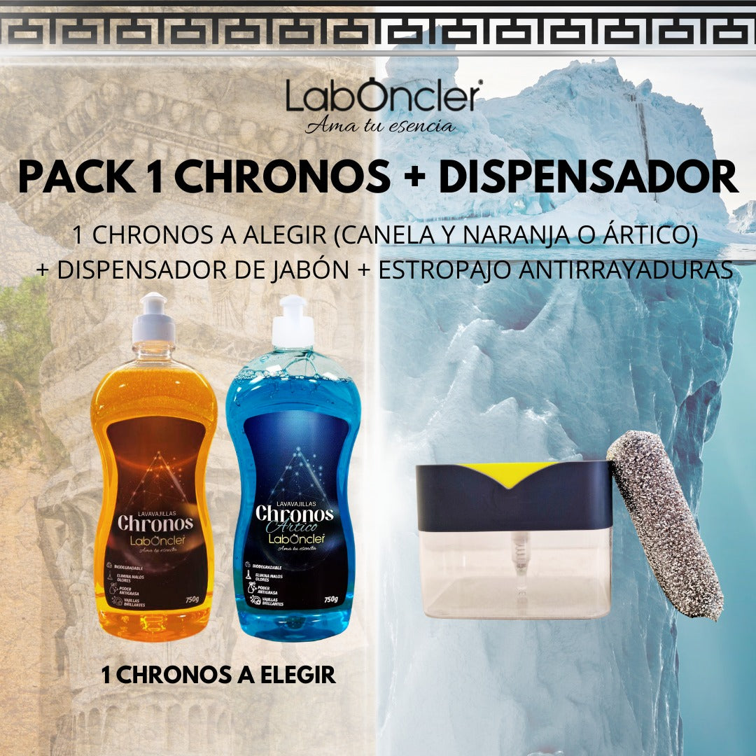 PACK CHRONOS+DISPENSADOR JABON CON ESPONJA ANTIRRAYADURAS