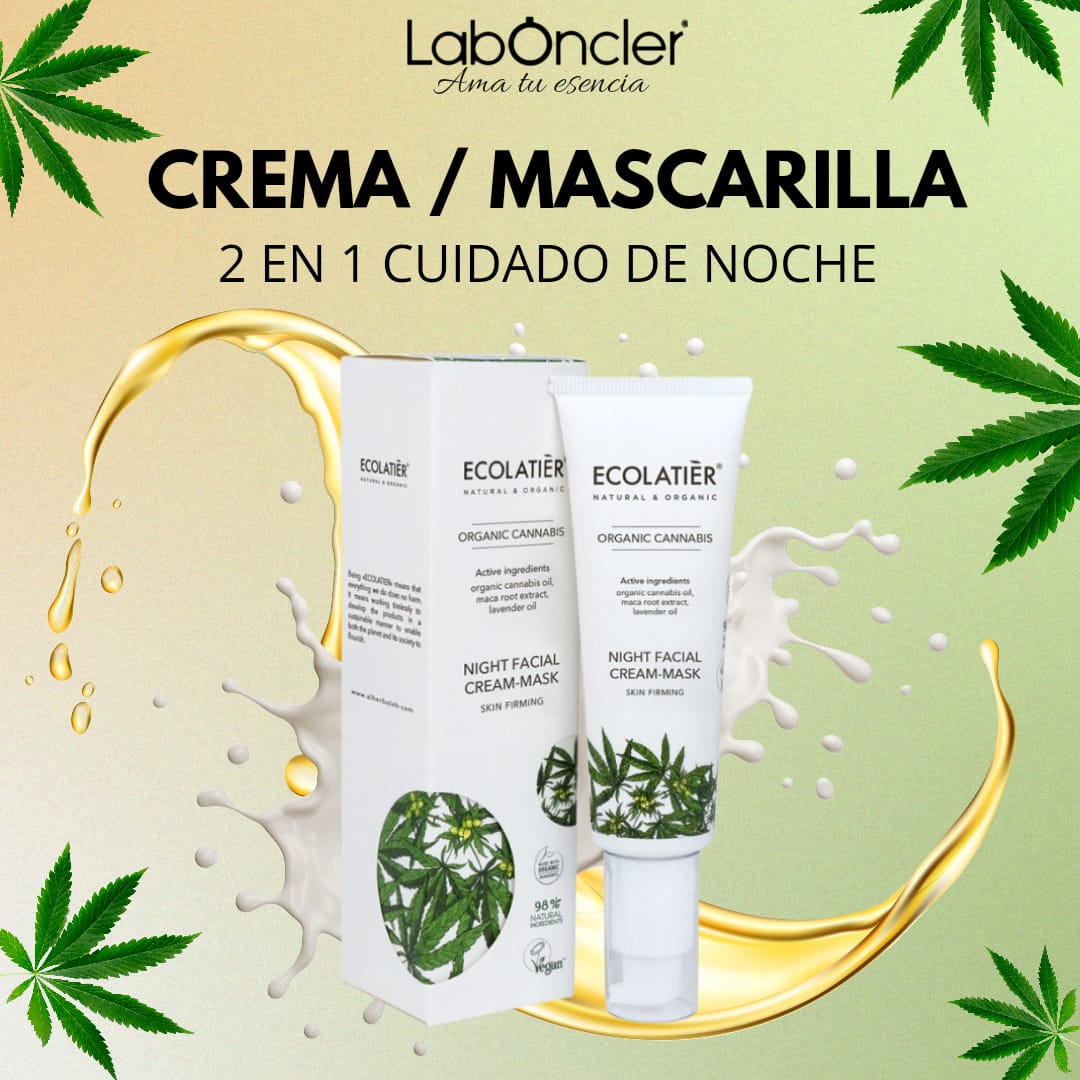 ECOLATIER Crema-mascarilla facial de noche Reafirmante Cannabis Ecológico