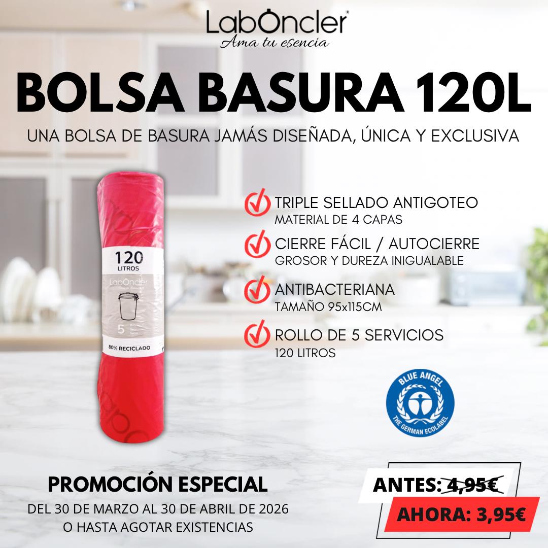 OFERTA: BOLSA DE BASURA 120L | 5 SERVICIOS | 95X115CM | RESISTENTE Y ANTIBACTERIANA