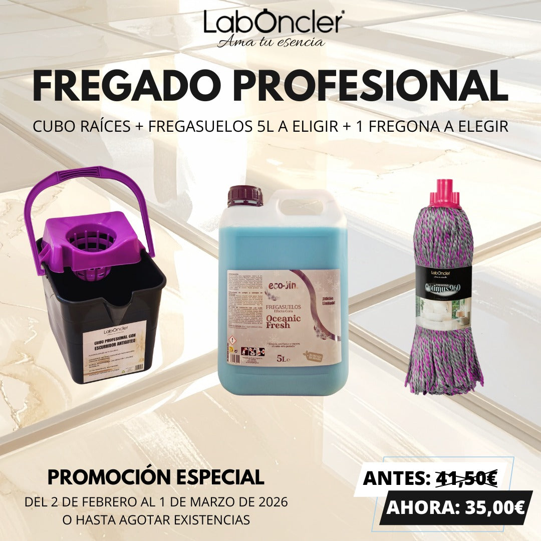 Pack Fregado Profesional: CUBO RAÍCES + FREGASUELOS 5L A ELEGIR + 1 FREGONA A ELEGIR