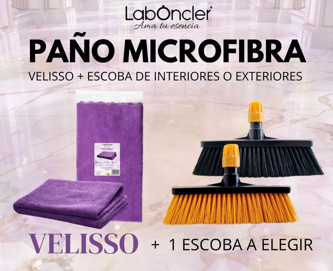 Paño Microfibra Velisso + Escoba INTERIORES O EXTERIORES A ELEGIR