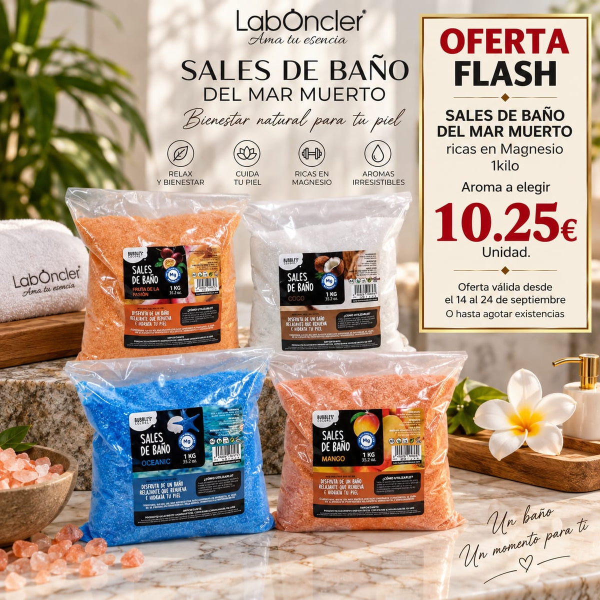 OFERTA FLASH SALES DE BAÑO DEL MAR MUERTO 1Kg AROMA A ELEGIR