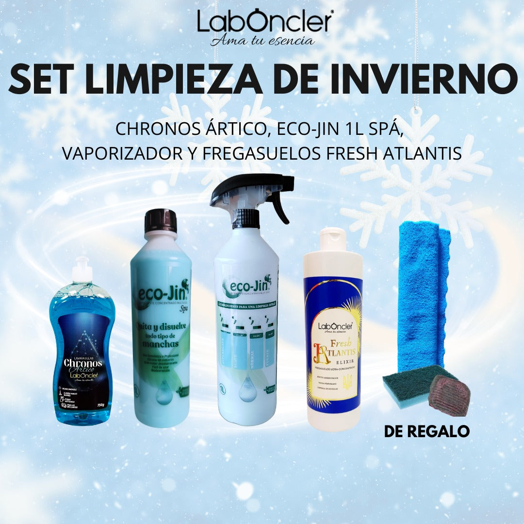 SET DE LIMPIEZA INVIERNO | CHRONOS ÁRTICO, ECO-JIN 1L SPÁ, VAPORIZADOR Y FREGASUELOS FRESH ATLANTIS