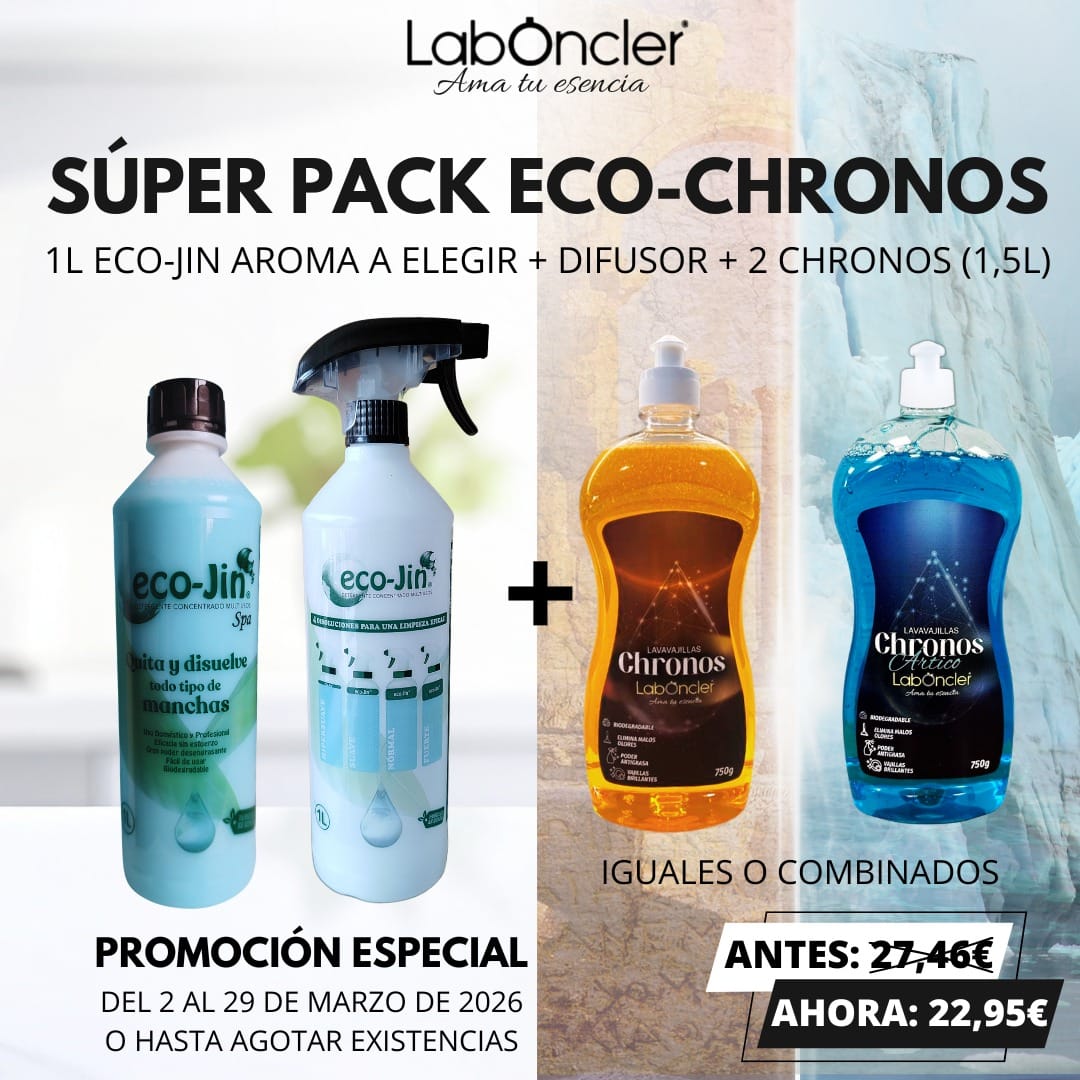 SÚPER PACK ECO-CHRONOS 1L ECO-JIN AROMA A ELEGIR + DIFUSOR + 2 CHRONOS (1,5L)
