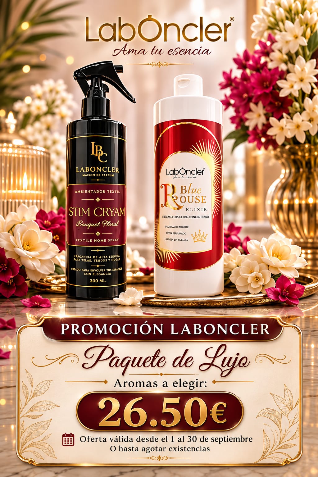 PAQUETE DE LUJO — Ambientador Textil + Elixir Fregasuelos Aromas a elegir