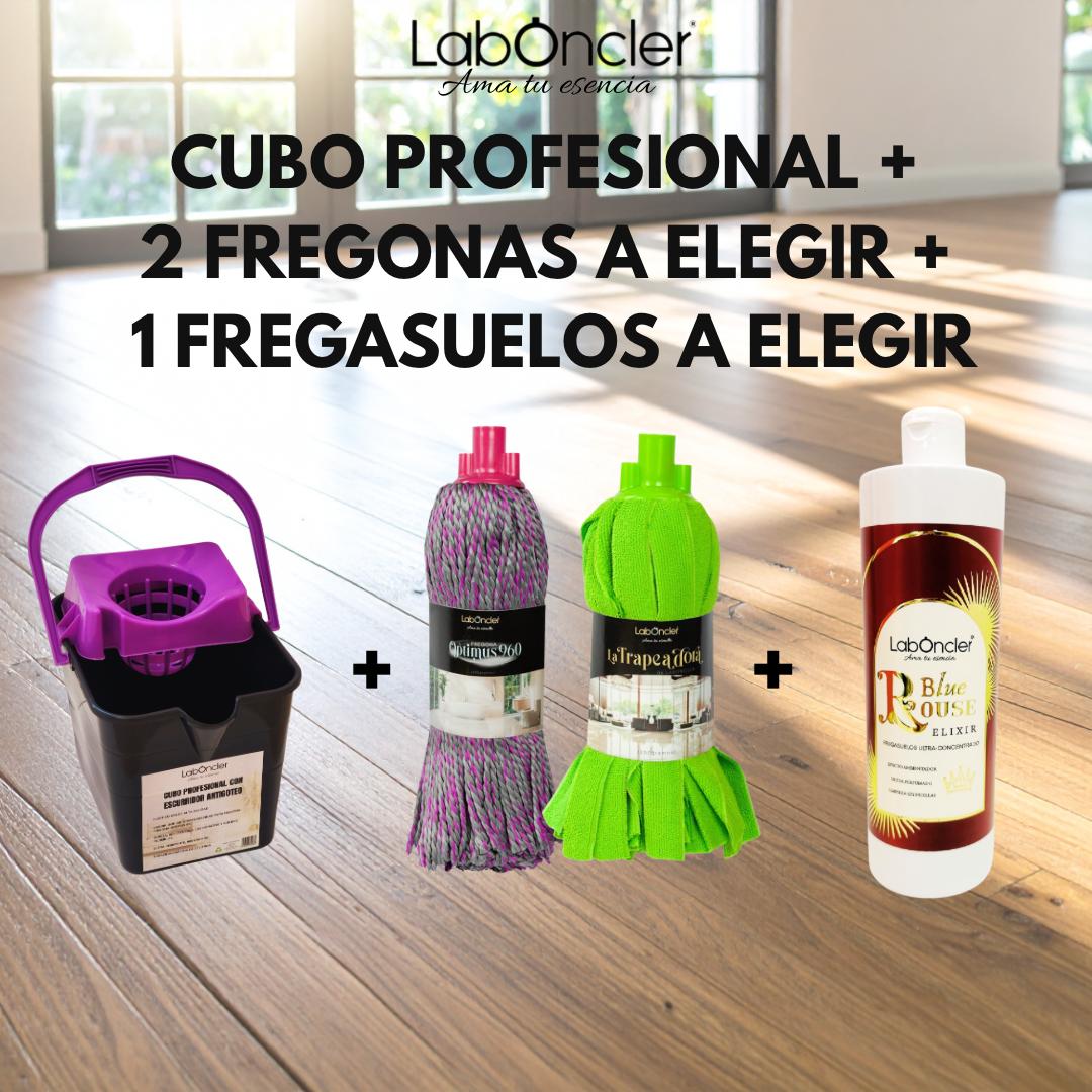 PACK CUBO ESCURRIDOR RAÍCES+2 FREGONAS A ELEGIR+1 ELIXIR FREGASUELOS A ELEGIR