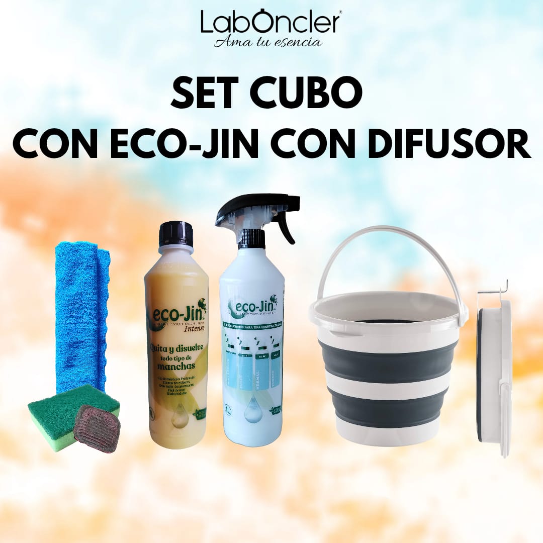 SET CUBO PLEGABLE+ECO-JIN Y DIFUSOR+BAYETA MICROF.+ESTROPAJO ESPONJA+JABONOSO