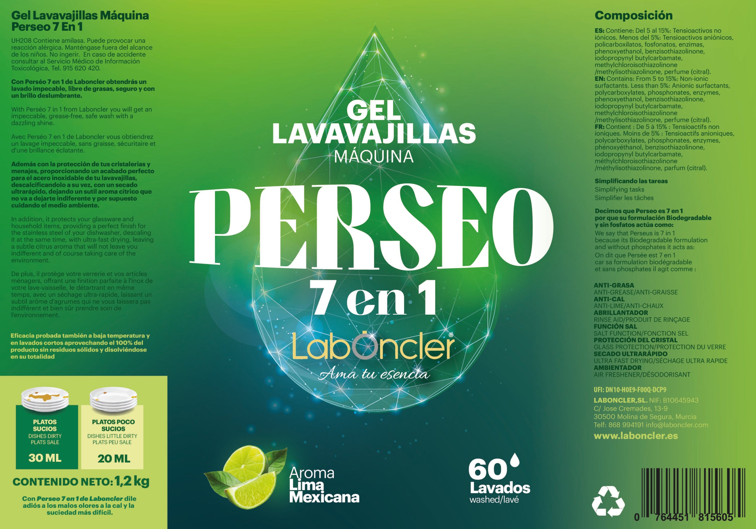 PERSEO LAVAVAJILLAS MÁQUINA EN GEL 1,2Kg
