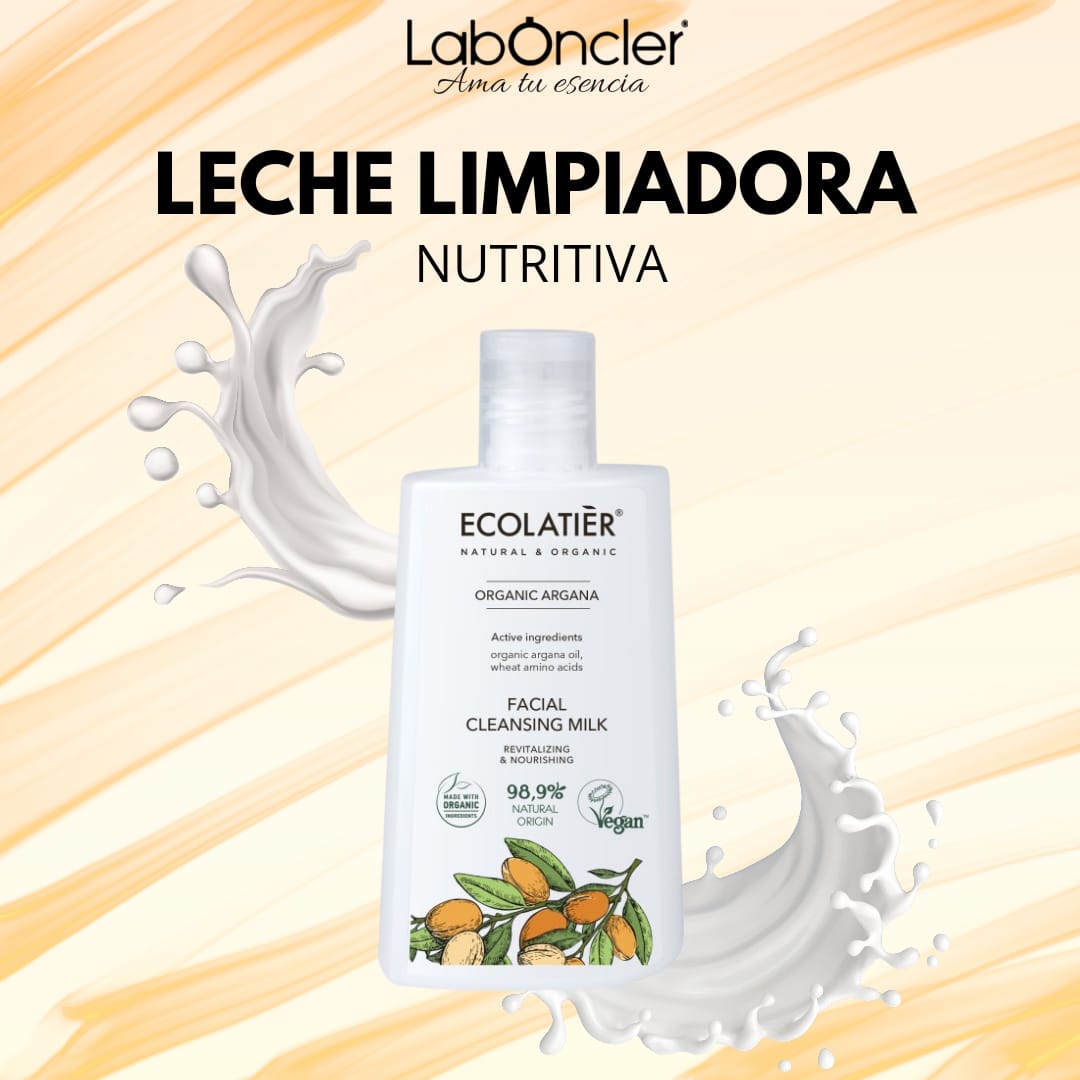ECOLATIER Leche Limpiadora Facial Revitalizante y Nutritiva Argán Ecológico