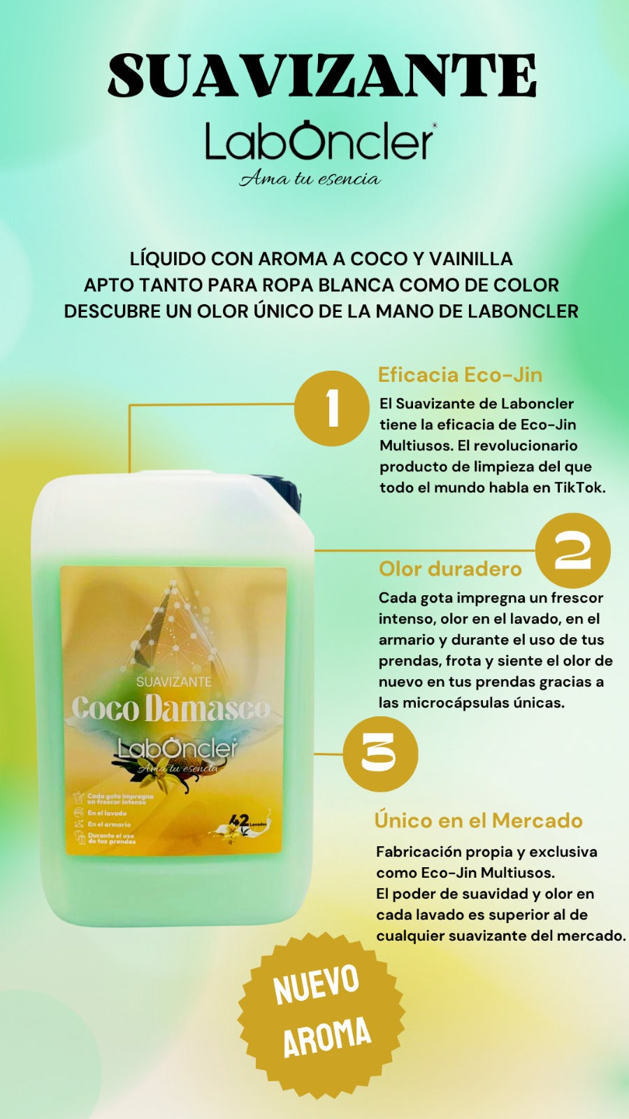 ¡¡NOVEDAD!! PACK DETERGENTE AL JABÓN DE COCO + SUAVIZANTE COCO DAMASCO