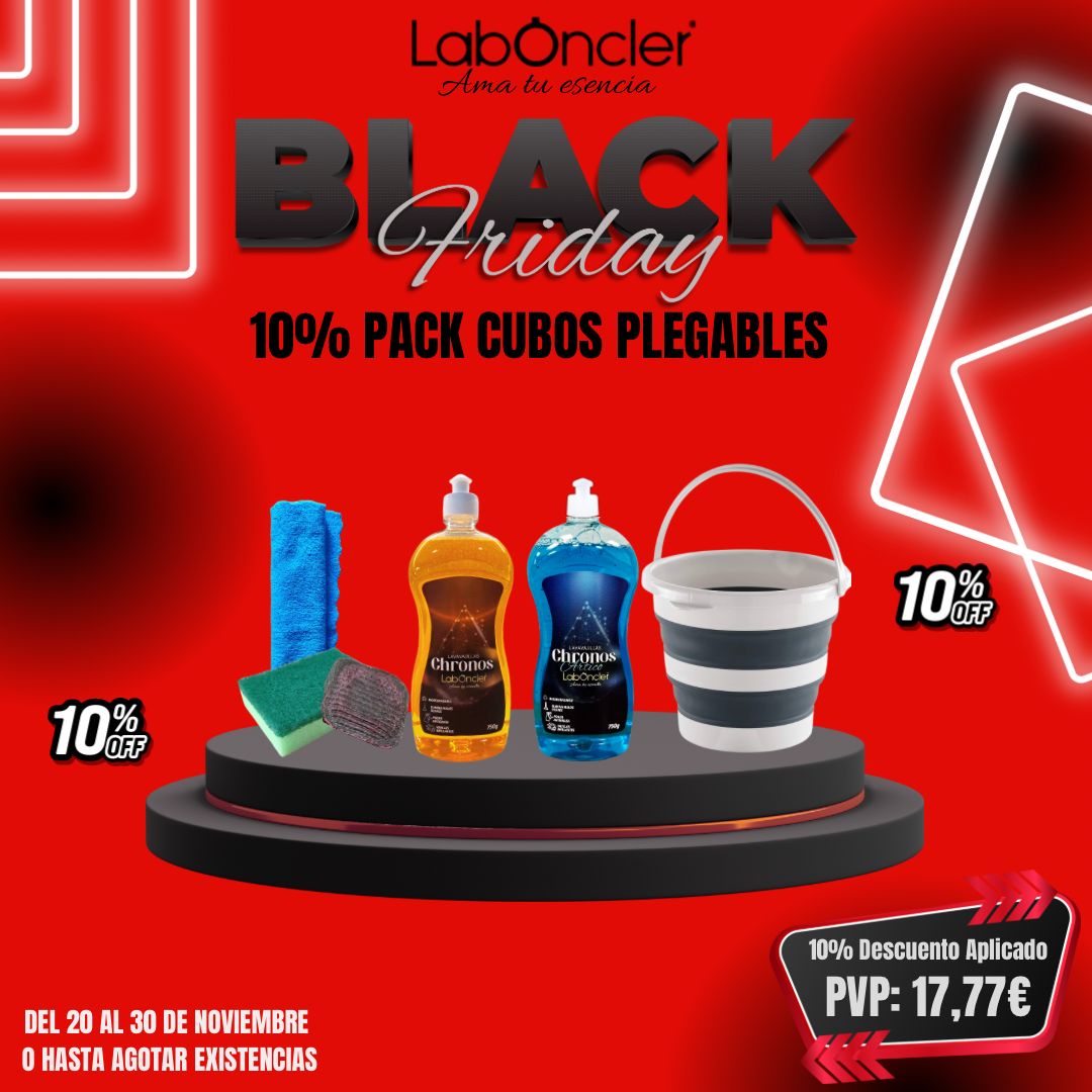 SET CUBO PLEGABLE+2 CHRONOS A ELEGIR+BAYETA MICROF.+ESTOPAJO CON ESPONJA+JABONOSO