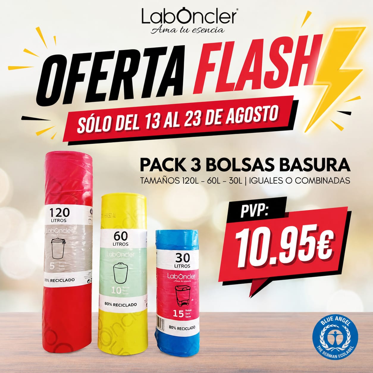 OFERTA FLASH: PACK 3 BOLSAS DE BASURA | TAMAÑOS 120L 60L 30L | IGUALES O COMBINADAS | ANTIBACTERIANAS Y ULTRARESISTENTES