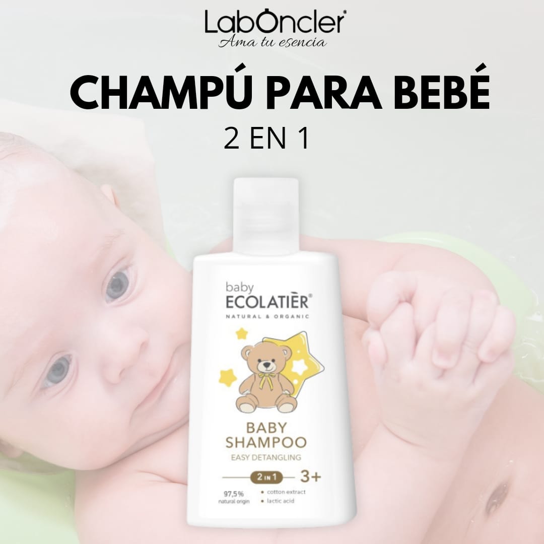 ECOLATIER Champú para bebés 2 en 1 Fácil desenredado 3+