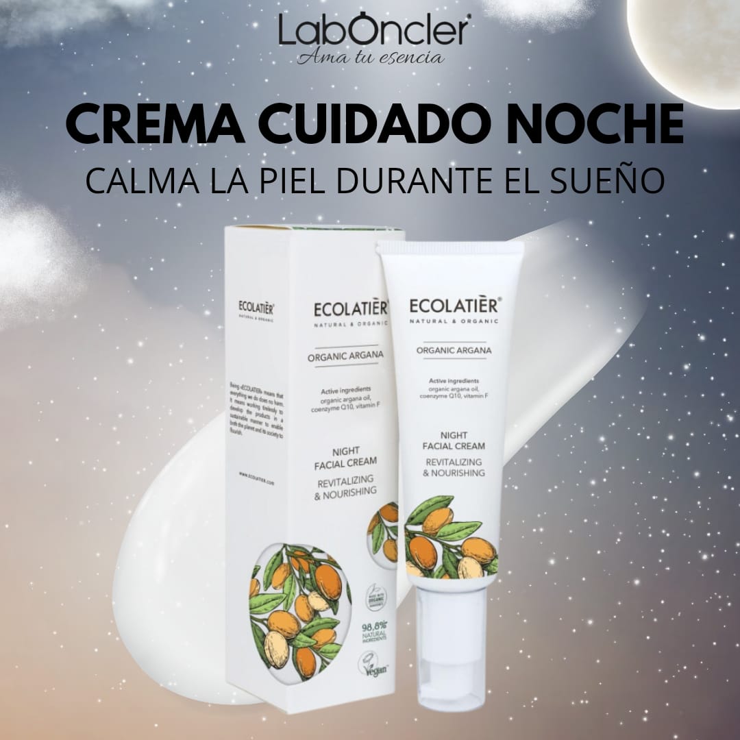 ECOLATIER Crema Facial de Noche Revitalizante y Nutritiva de Argán Ecológico