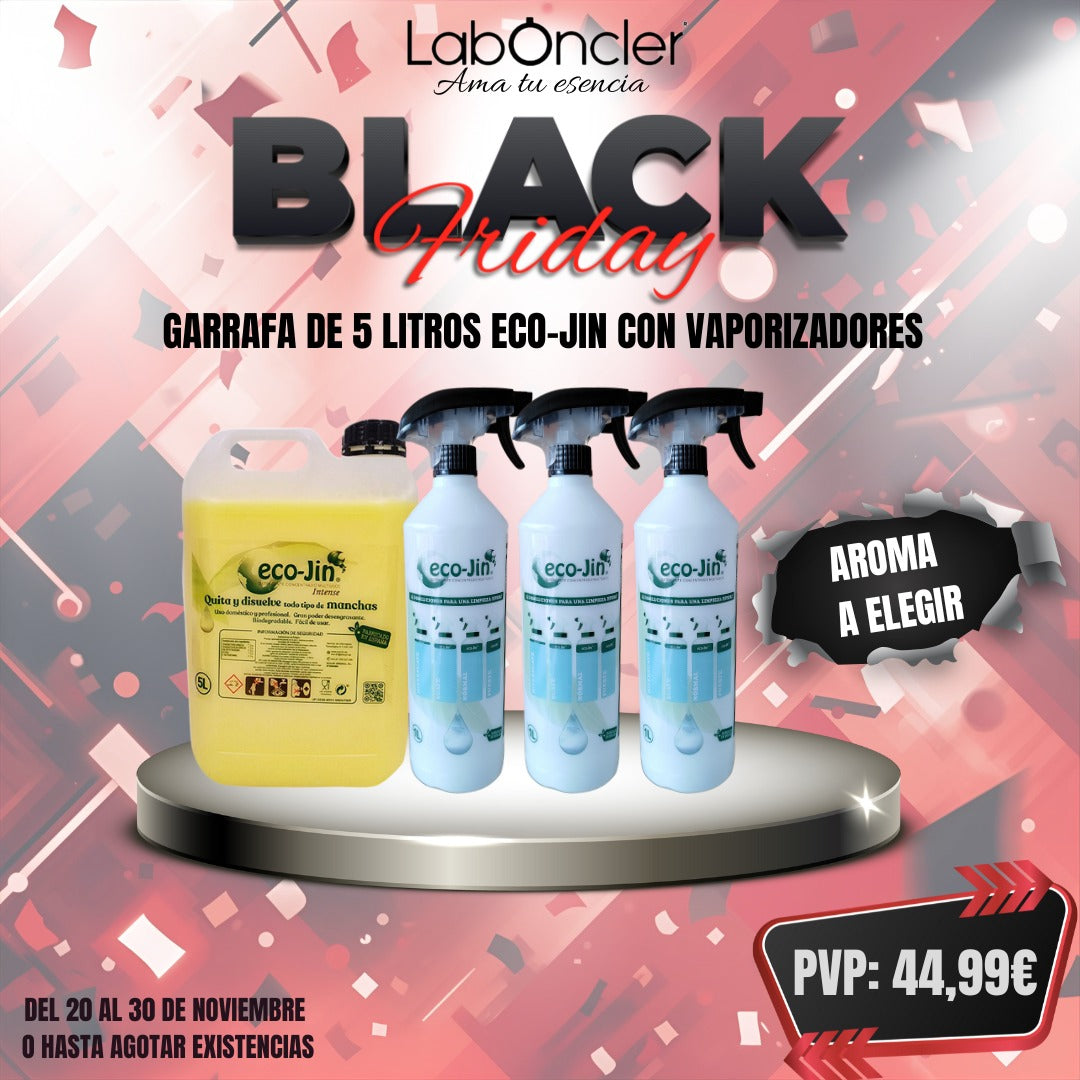 EDICIÓN ESPECIAL BLACK FRIDAY – BIDÓN ECO-JIN 5L + 3 VAPORIZADORES AROMA A ELEGIR