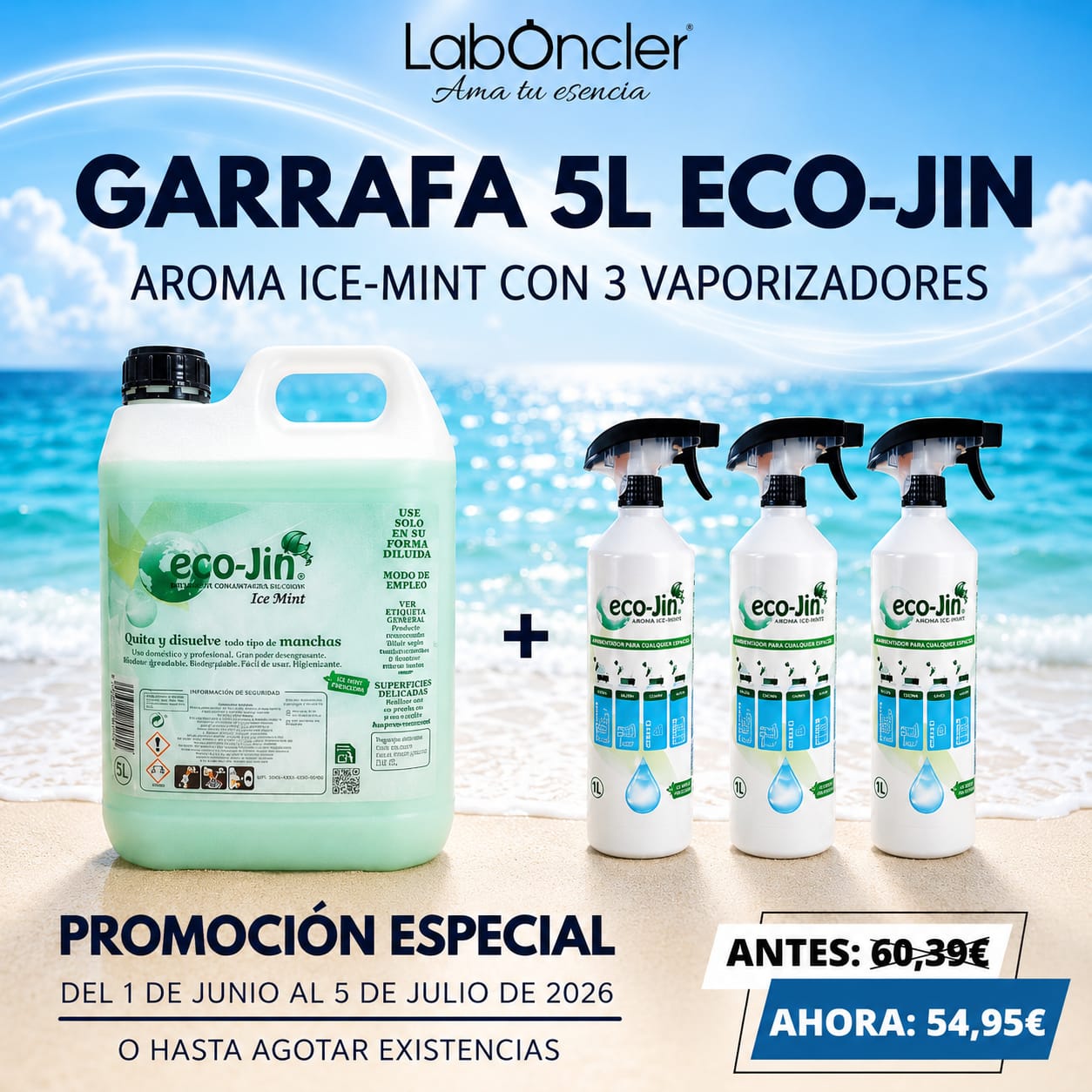 Bidón eco-Jin ICE MINT 5L + 3 VAPORIZADORES