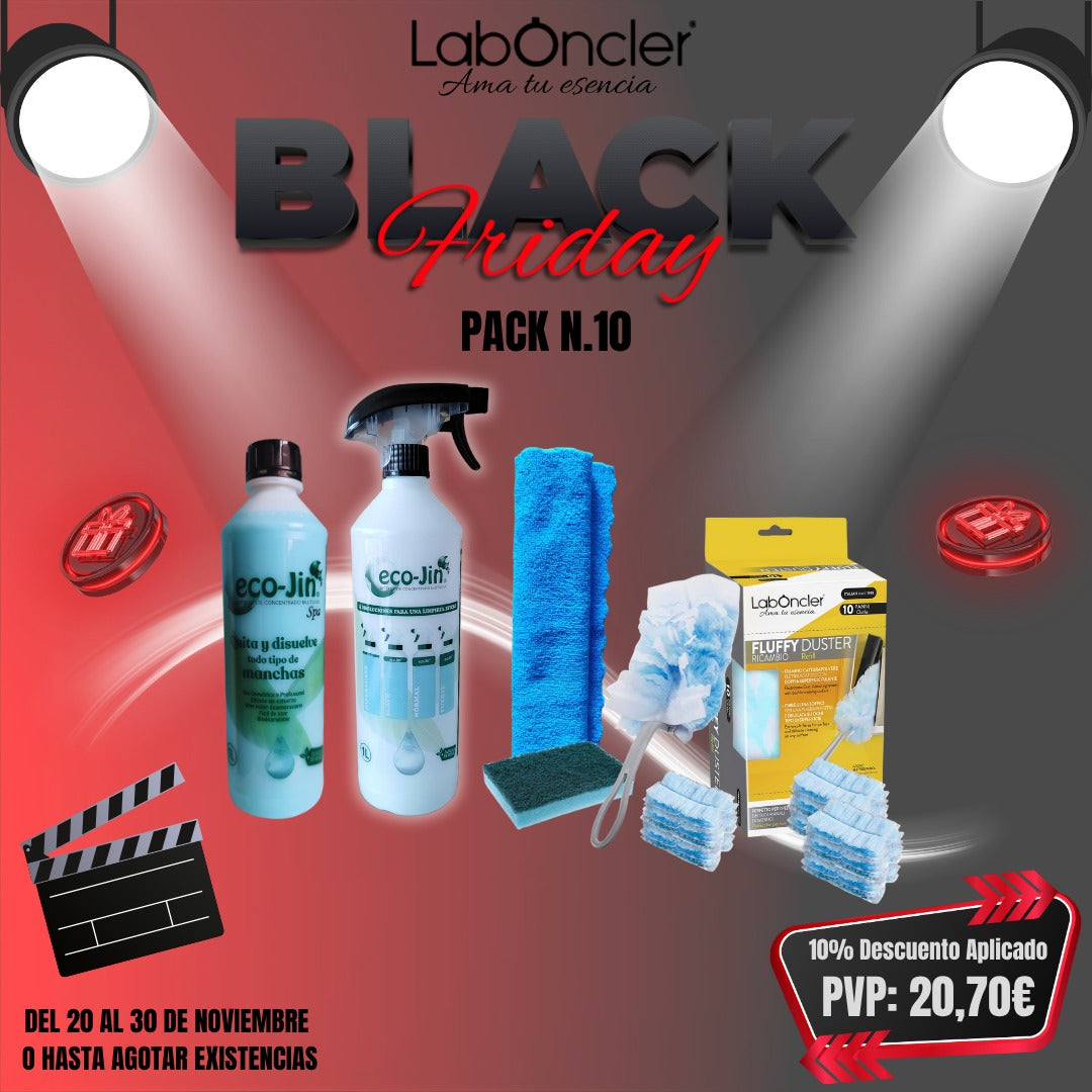 PACK 10 LIMPIEZA ECO-JIN A ELEGIR+DIFUSOR+ FUFFLY+10 RECAMBIOS EXTRAS FUFFLY+BAYETA MICROFIBRA+ESTROPAJO CON ESPONJA