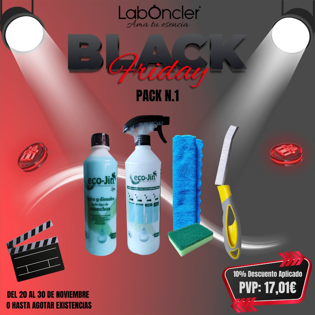 PACK 1 Limpieza ECOJIN+DIFUSOR+CEPILLO JUNTAS AMARILLO+BAYETA MICROFIBRA+ESTROPAJO CON ESPONJA